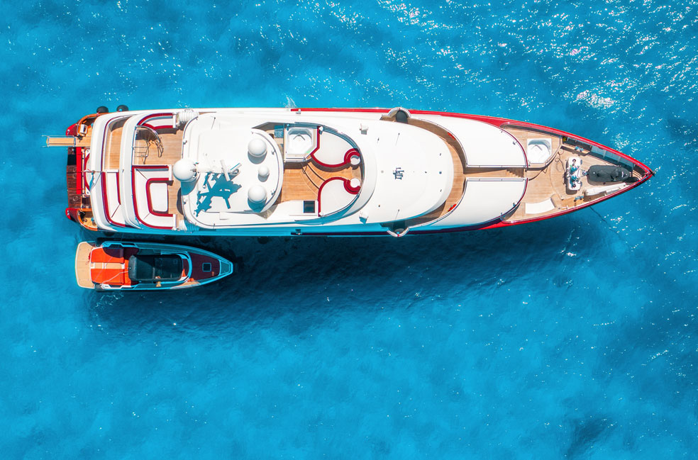 aerial-view-of-beautiful-luxury-yacht- luxury scuba diving - princess diving - scubly